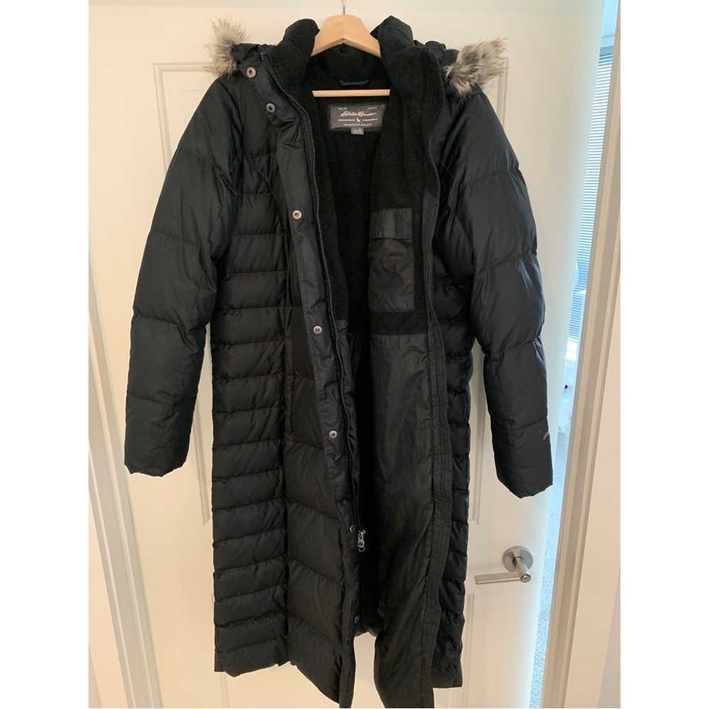 Eddie Bauer down parka with removable fur trim hood XL